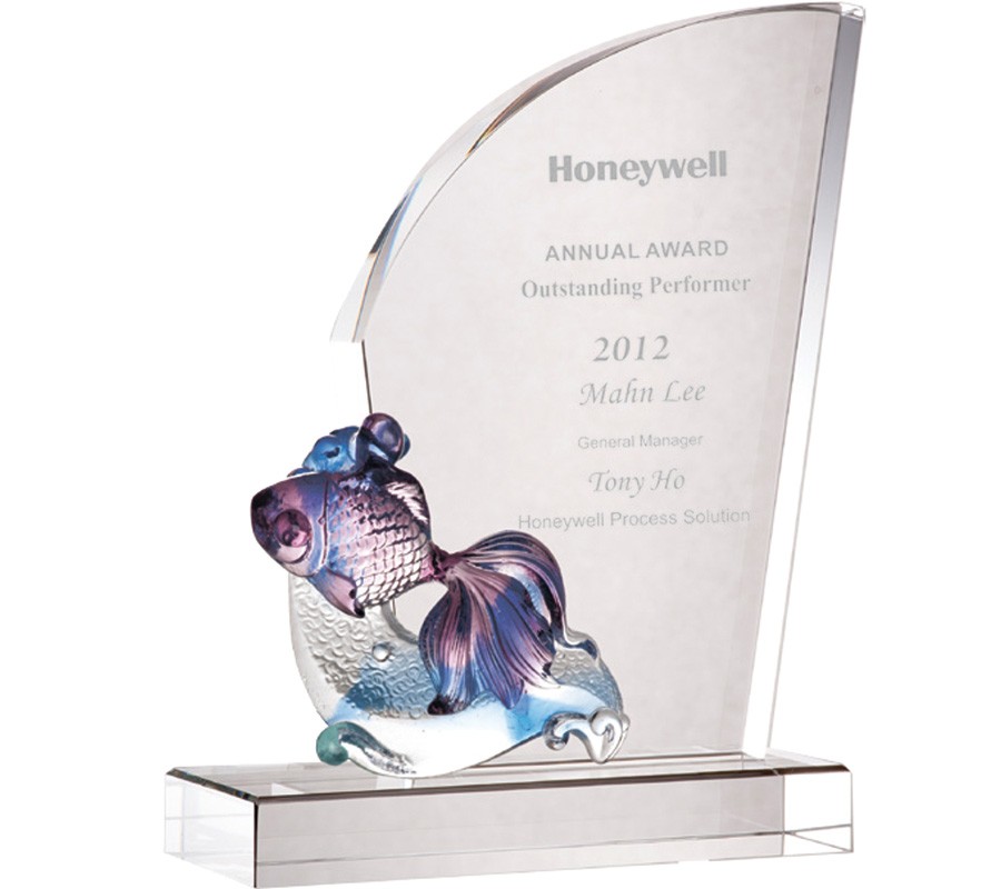 WS-32004躍進(一)脫臘琉璃造型水晶琉璃獎牌